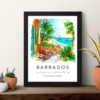 Barbados Watercolor Poster Barbados Travel Print Barbados Wall Art Caribbean Island Painting Barbados Souvenir Decor