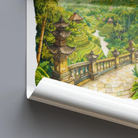 Bali Watercolor Poster Bali Travel Print Bali Wall Art Bali Landscape Painting Bali Souvenir Tropical Island Decor