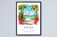 Aruba Watercolor Poster Aruba Travel Print Aruba Wall Art Aruba Island Painting Caribbean Souvenir Tropical Beach Decor