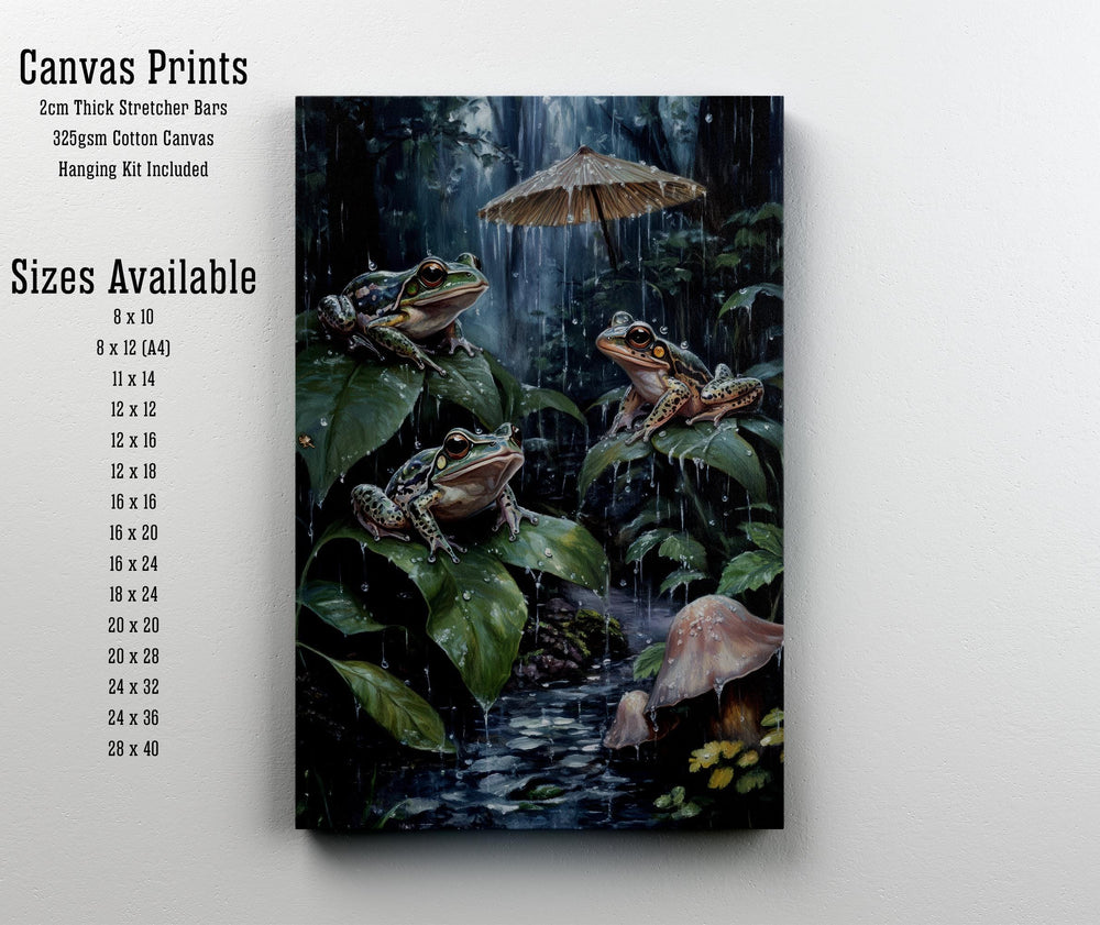 Raindrop Frogs Vintage Print, Cottagecore Woodland Wall Decor
