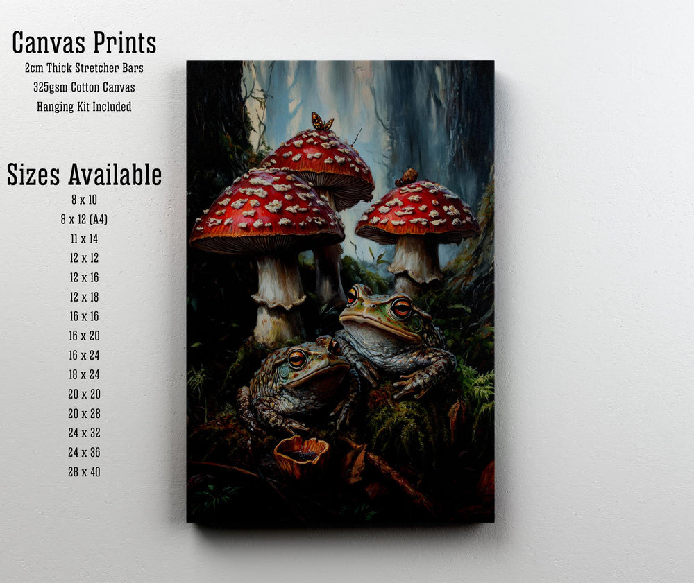 Frog & Toadstool Vintage Art Print, Cottagecore Woodland Decor