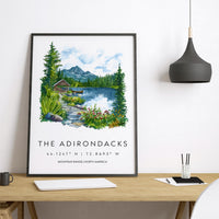 Adirondacks Watercolor Poster Adirondacks Travel Print Adirondacks Wall Art Mountain Landscape Painting Nature Decor