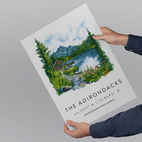 Adirondacks Watercolor Poster Adirondacks Travel Print Adirondacks Wall Art Mountain Landscape Painting Nature Decor