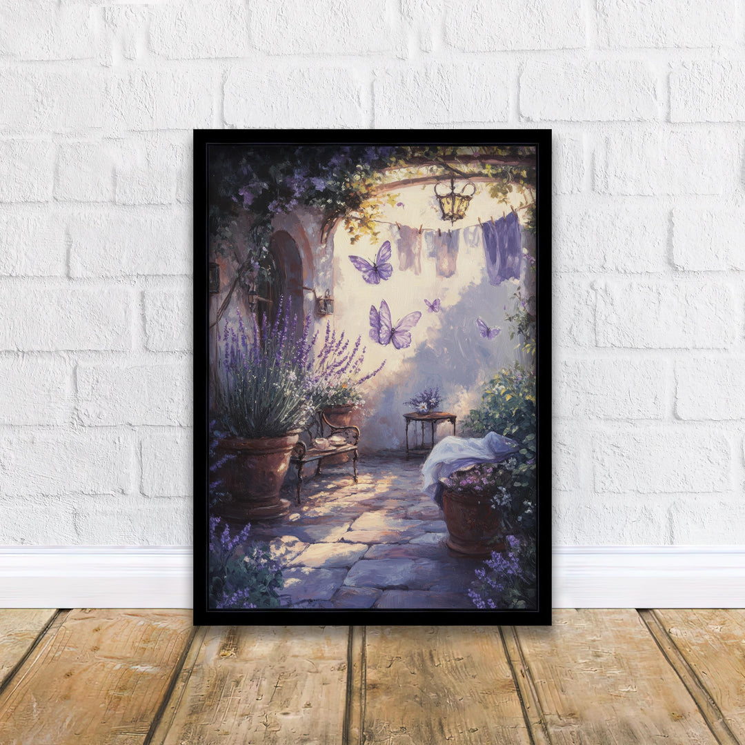 Lavender Butterfly Print, Vintage Cottagecore Wall Art