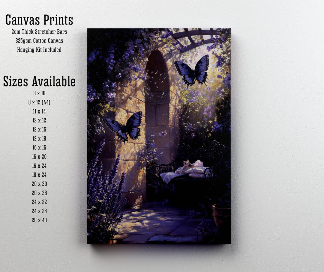 Lavender Butterfly Print, Vintage Cottagecore Nature Art