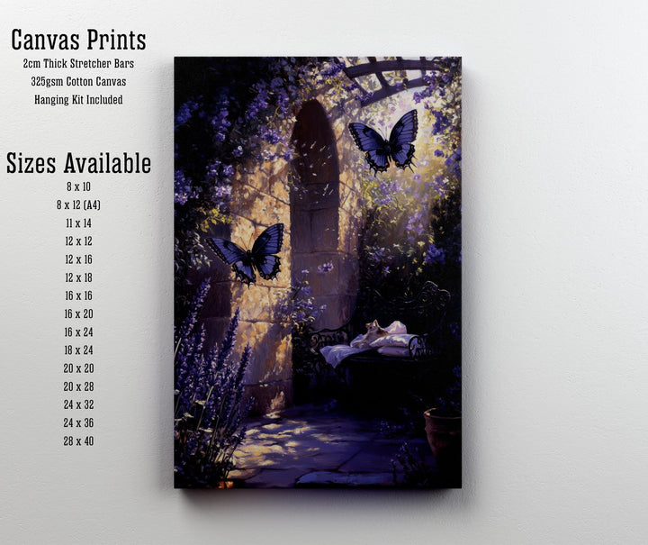 Lavender Butterfly Print, Vintage Cottagecore Nature Art