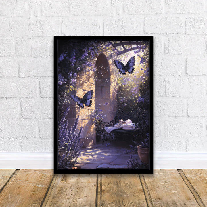 Lavender Butterfly Print, Vintage Cottagecore Nature Art