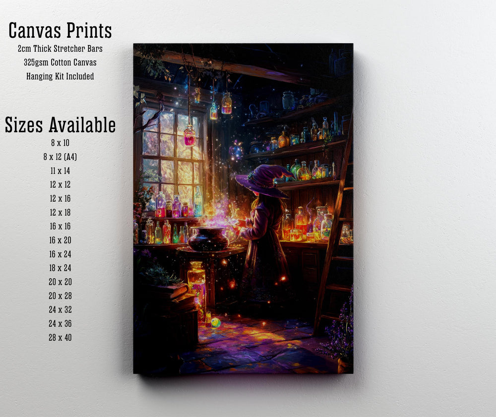 Witch's Rainbow Potion Print, Vintage Cottagecore Art