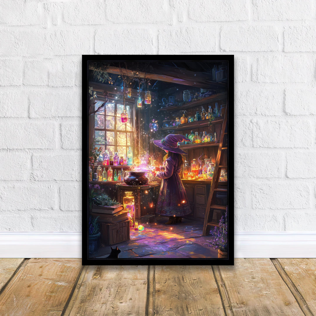 Witch's Rainbow Potion Print, Vintage Cottagecore Art