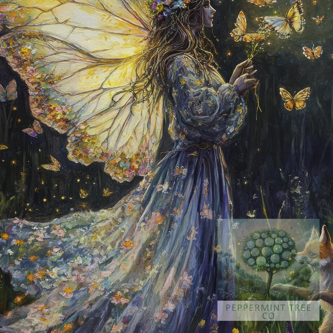 Butterfly Witch Print: Vintage Cottagecore, Dark Academia Wall Art