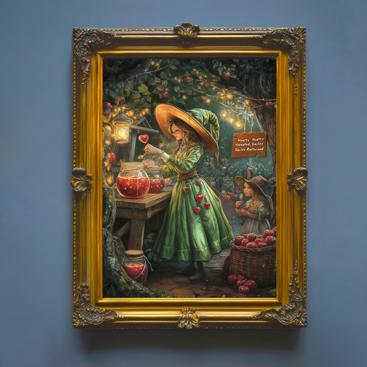 Candy Apple Witch Print | Vintage Cottagecore Illustration