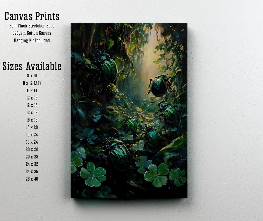 Clover Beetle Print: Vintage Nature Art, Cottagecore Decor