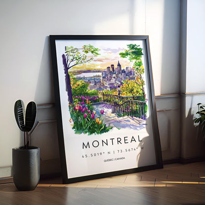 Montreal Watercolor Poster Montreal Travel Print Montreal Wall Art Cityscape Painting Montreal Souvenir Canada Decor