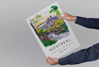 Montreal Watercolor Poster Montreal Travel Print Montreal Wall Art Cityscape Painting Montreal Souvenir Canada Decor