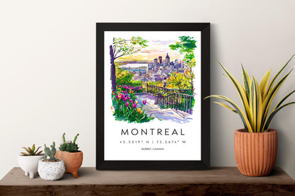 Montreal Watercolor Poster Montreal Travel Print Montreal Wall Art Cityscape Painting Montreal Souvenir Canada Decor