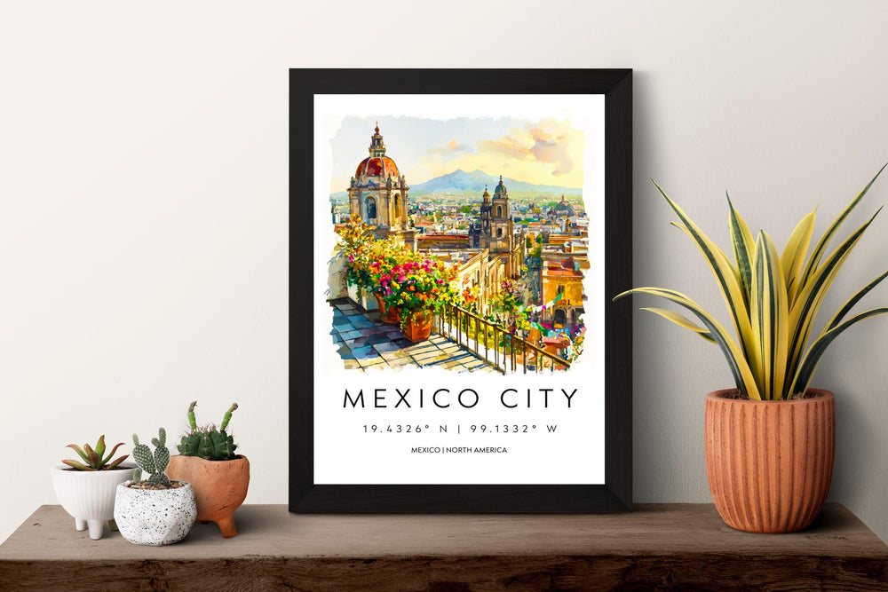 Mexico City Watercolor Poster Mexico City Travel Print City Wall Art CDMX Painting Mexico Souvenir Urban Decor