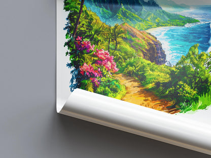 Kauai Watercolor Poster Kauai Travel Print Kauai Wall Art Hawaii Island Painting Kauai Souvenir Tropical Decor