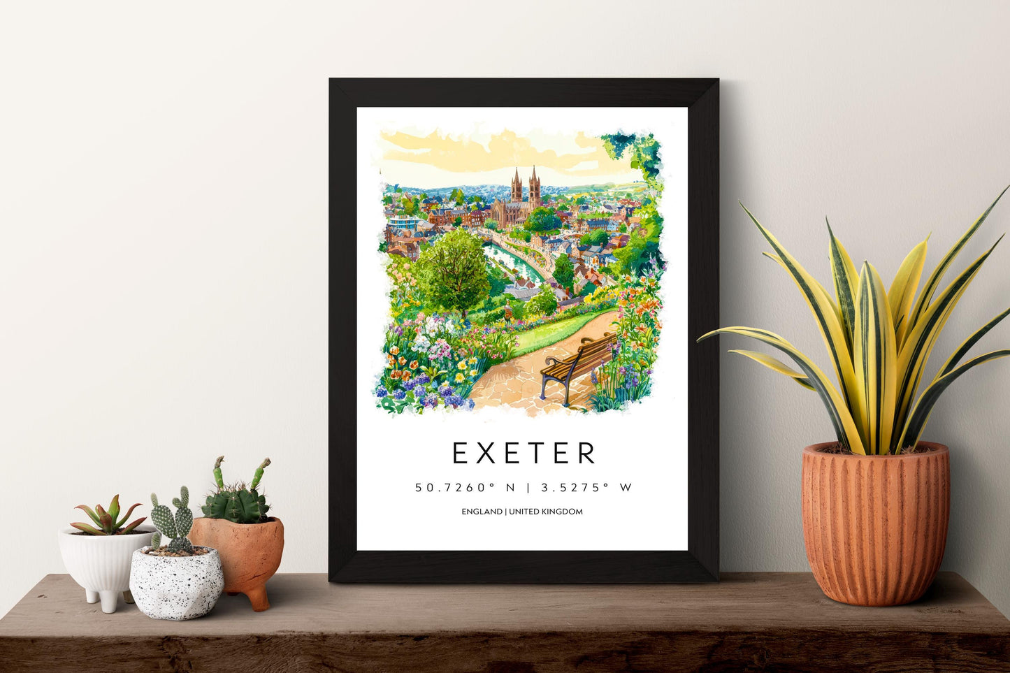 Exeter Watercolor Poster Exeter Travel Print Exeter Wall Art Historic City Painting Exeter Souvenir Devon Decor