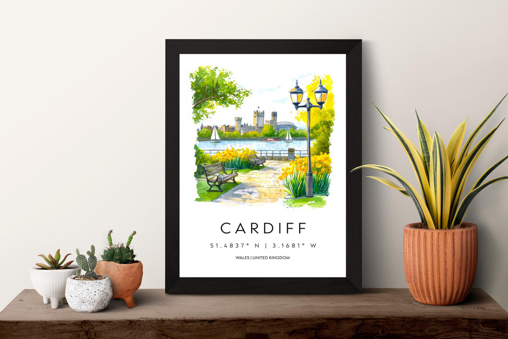 Cardiff Watercolor Poster Cardiff Travel Print Cardiff Wall Art Cityscape Painting Cardiff Souvenir Wales Decor