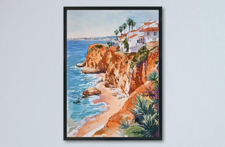 Portugal Watercolor Poster Portugal Travel Print Portugal Wall Art Coastline Painting Portugal Souvenir Europe Decor
