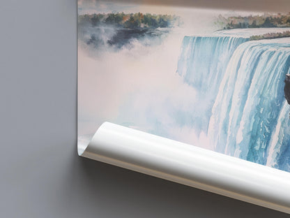Niagara Falls Watercolor Poster Niagara Falls Travel Print Wall Art Landscape Painting Canada USA Souvenir Decor