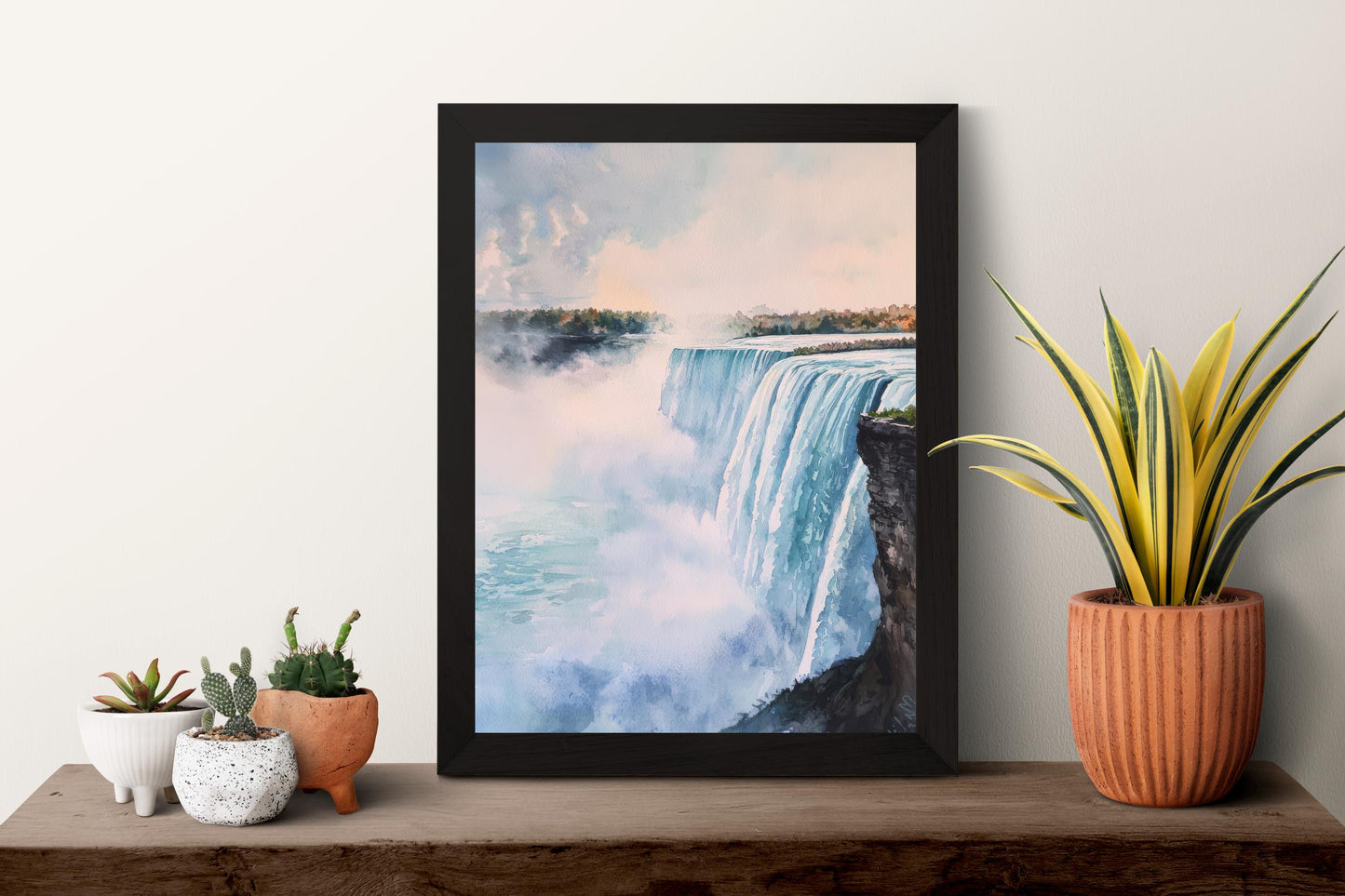 Niagara Falls Watercolor Poster Niagara Falls Travel Print Wall Art Landscape Painting Canada USA Souvenir Decor