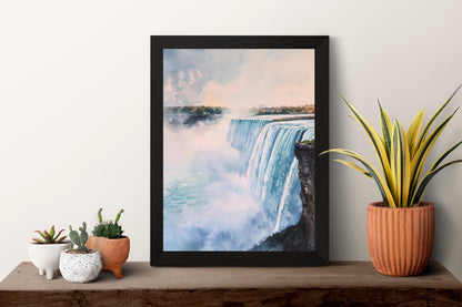 Niagara Falls Watercolor Poster Niagara Falls Travel Print Wall Art Landscape Painting Canada USA Souvenir Decor