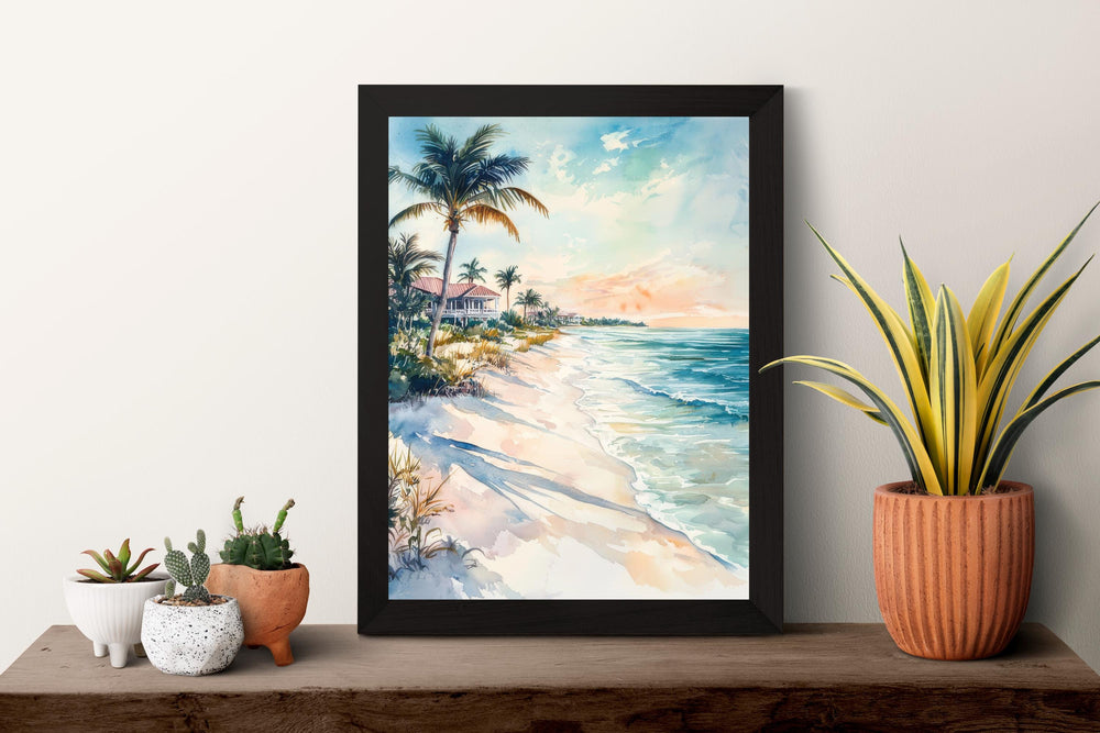 Marco Island Watercolor Poster Marco Island Travel Print Beach Wall Art Florida Coast Painting Marco Island Souvenir Decor