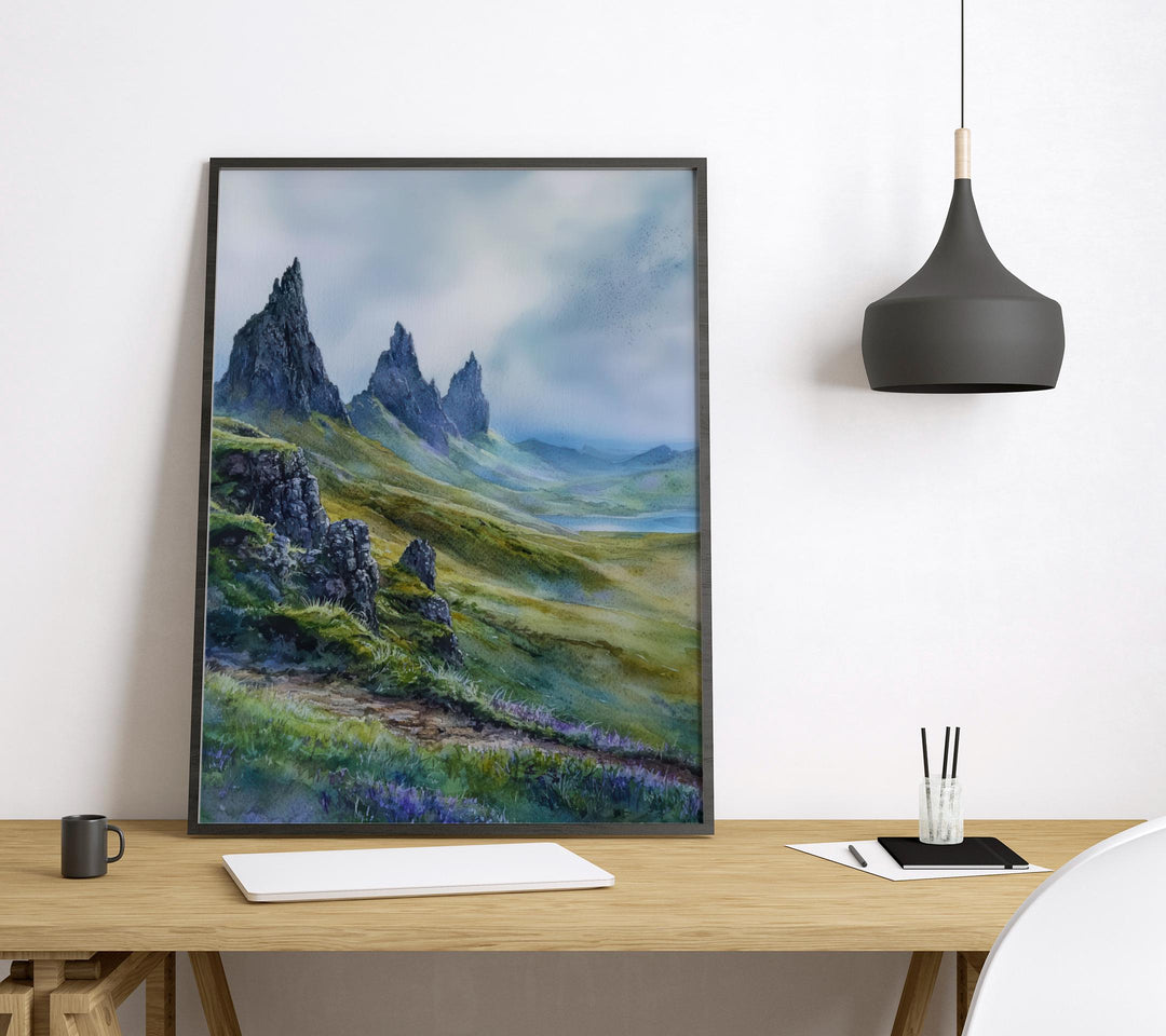 Isle of Skye Watercolor Poster Isle of Skye Travel Print Scotland Wall Art Landscape Painting Isle of Skye Decor