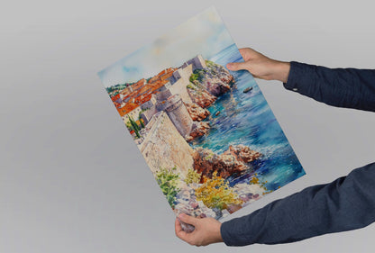 Dubrovnik Watercolor Poster Dubrovnik Travel Print Croatia Wall Art Old Town Painting Dubrovnik Souvenir Coastal Decor