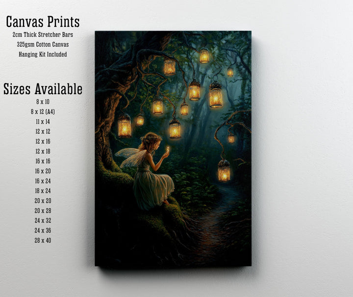 Firefly Lantern Fairies Print | Vintage Cottagecore Art