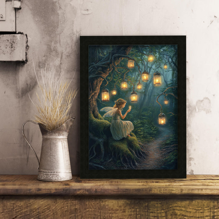 Firefly Lantern Fairies Print | Vintage Cottagecore Art