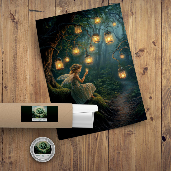 Firefly Lantern Fairies Print | Vintage Cottagecore Art