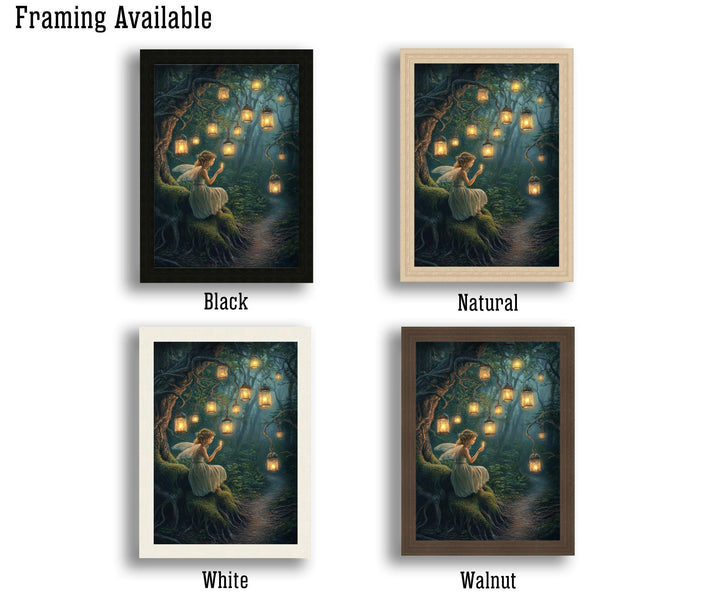 Firefly Lantern Fairies Print | Vintage Cottagecore Art