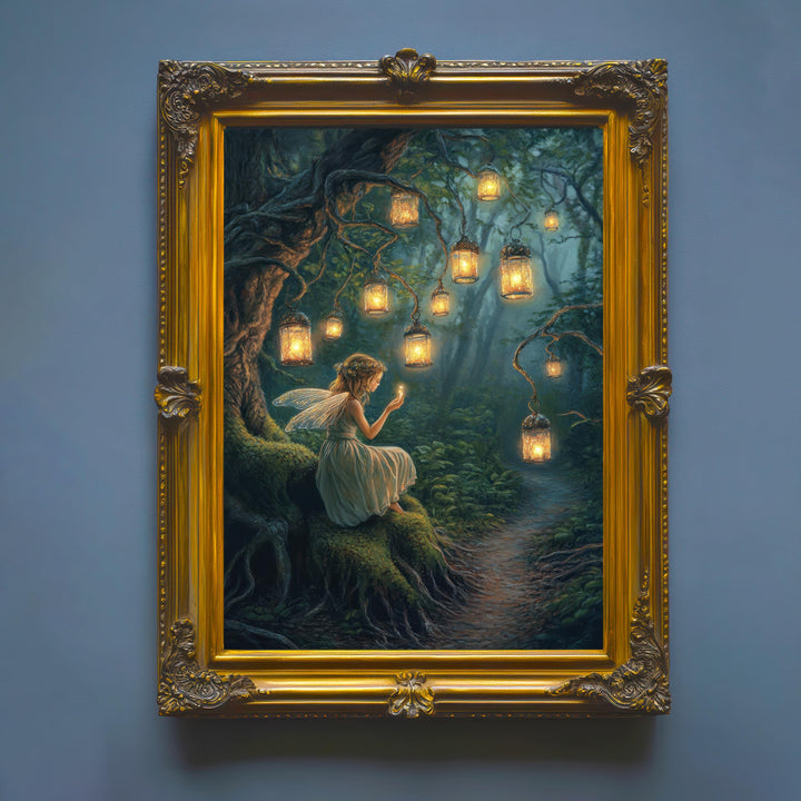 Firefly Lantern Fairies Print | Vintage Cottagecore Art
