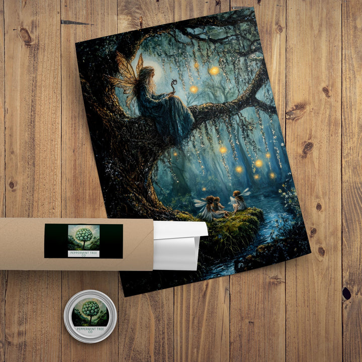 Willow Tree Fairy Print, Vintage Cottagecore Art
