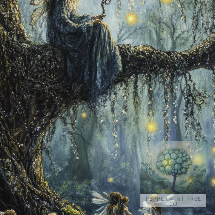 Willow Tree Fairy Print, Vintage Cottagecore Art