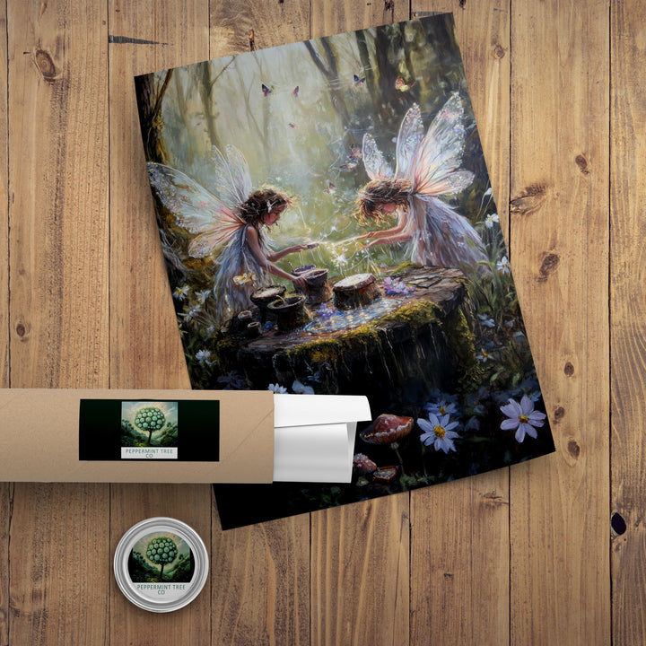 Fairy Potion Brewers Print | Vintage Cottagecore Illustration