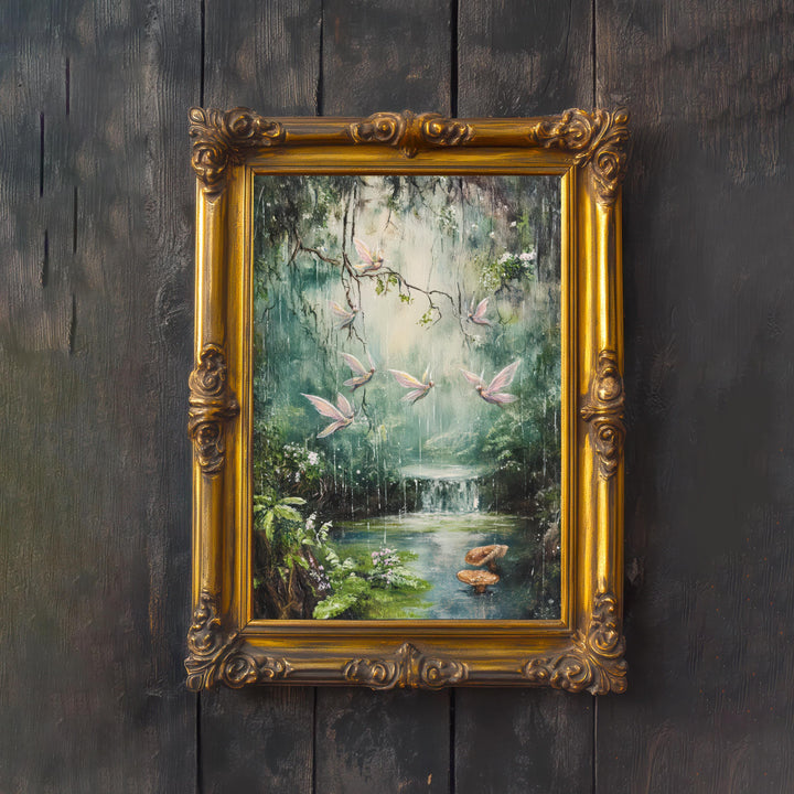 Fairy Raindrop Singers Print, Vintage Fairytale Cottagecore Art