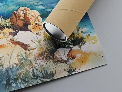 Crete Watercolor Poster Crete Travel Print Crete Wall Art Greece Island Painting Crete Souvenir Mediterranean Decor
