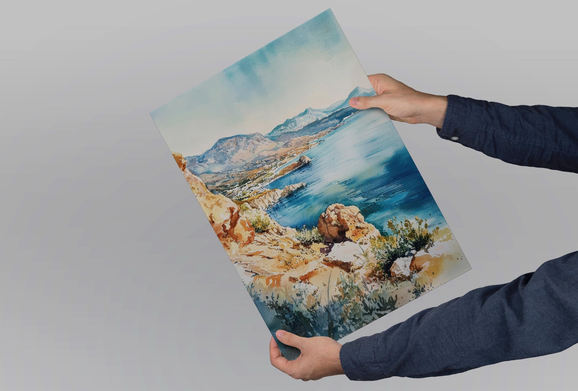 Crete Watercolor Poster Crete Travel Print Crete Wall Art Greece Island Painting Crete Souvenir Mediterranean Decor