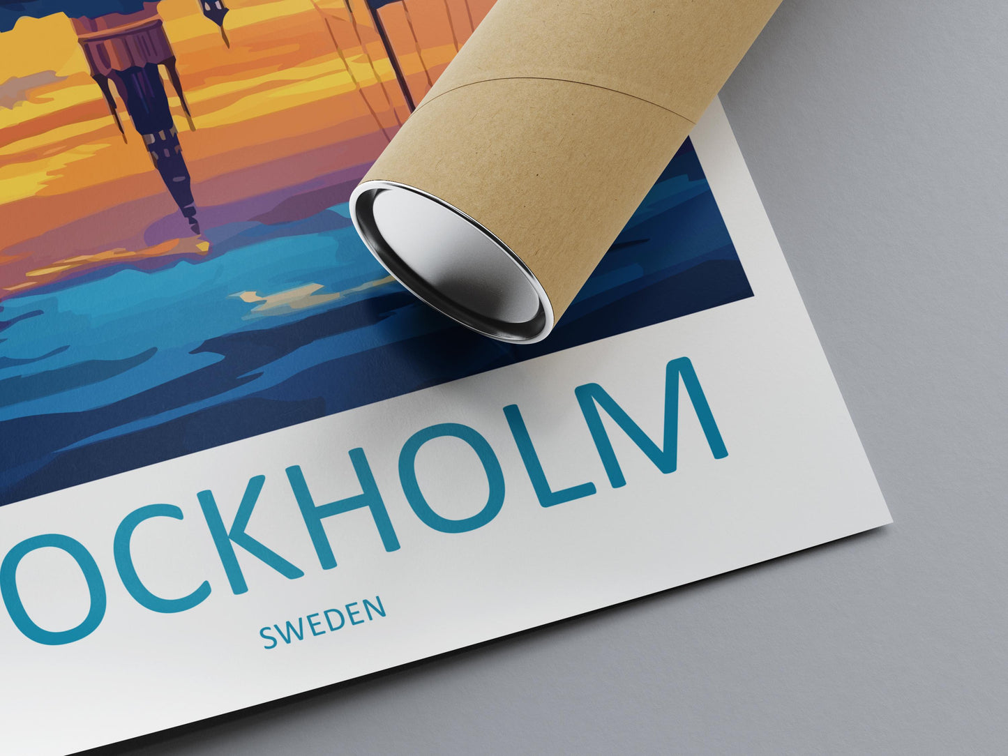 Stockholm Cartoon Travel Poster Sweden Wall Art Cityscape Print Scandinavian Illustration Nordic Decor Stockholm Souvenir Gift