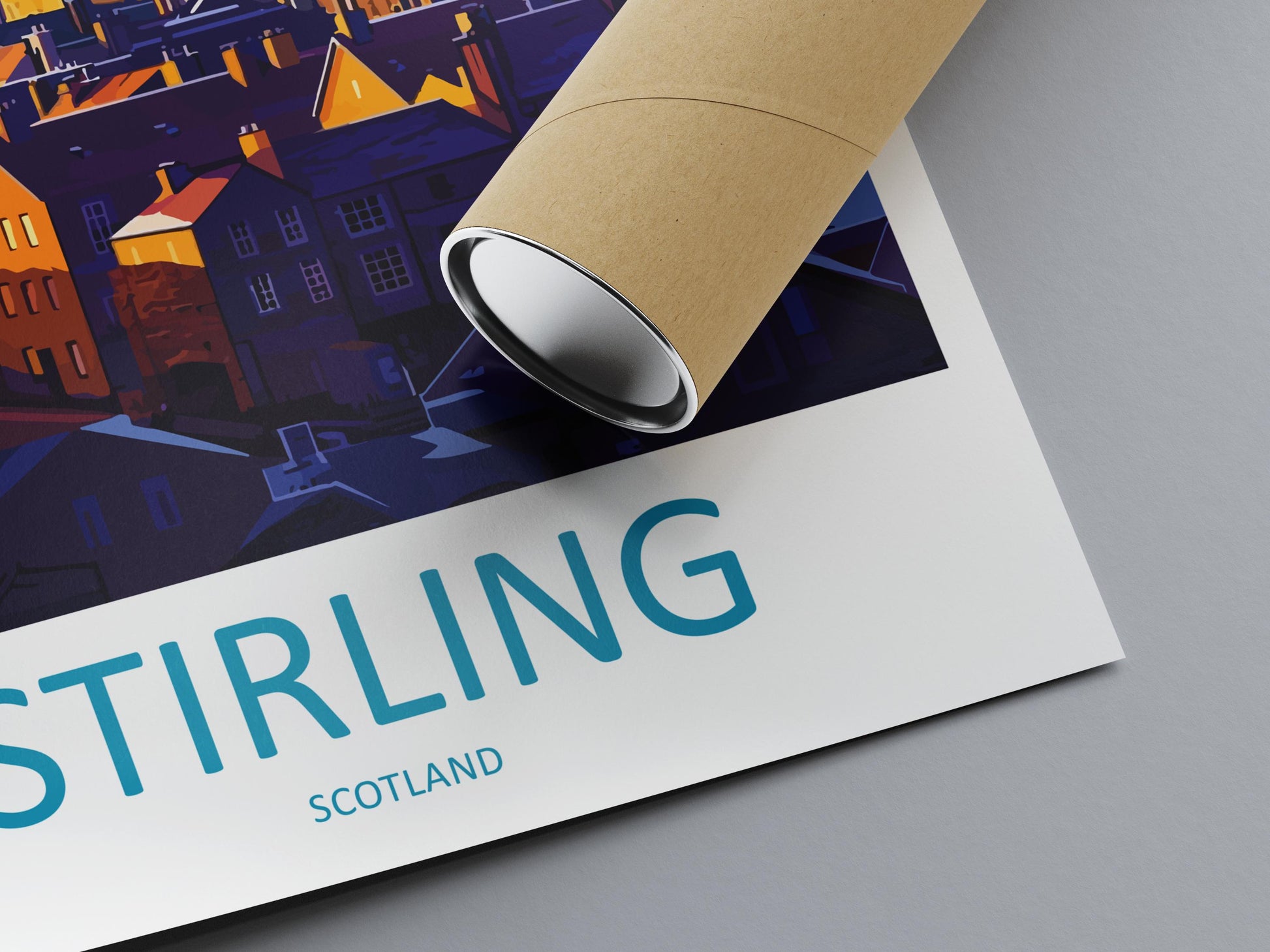 Stirling Cartoon Travel Poster Scotland Wall Art Historic City Print Castle Illustration Highland Decor Stirling Souvenir Gift