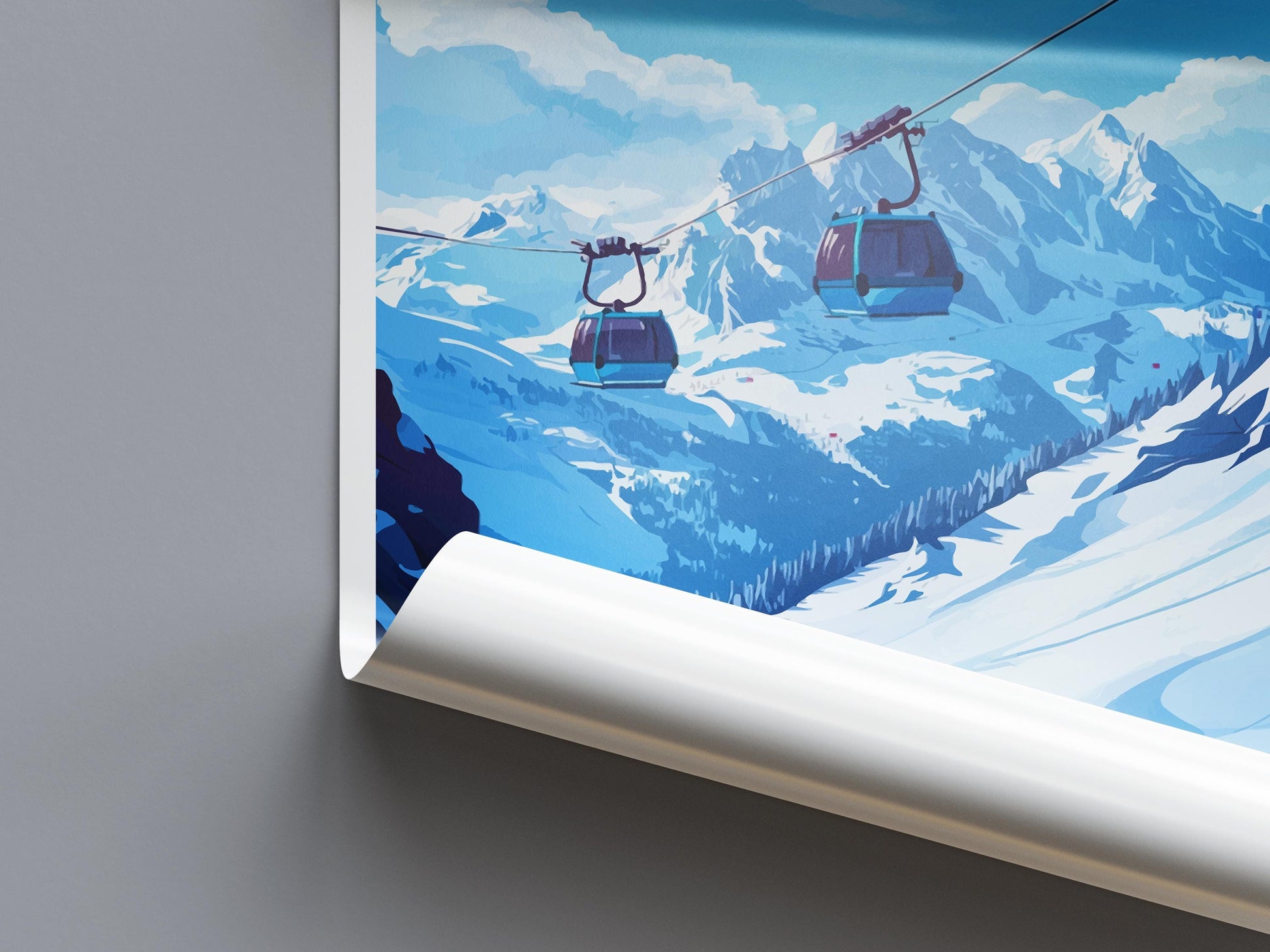 St Anton Cartoon Travel Poster Austria Wall Art Ski Resort Print Alpine Illustration Winter Decor St Anton Souvenir Gift