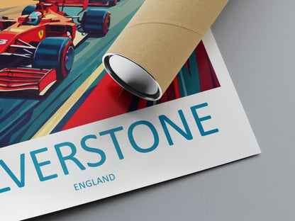 Silverstone Cartoon Travel Poster England Wall Art Racing Circuit Print Motorsport Illustration Track Decor Silverstone Souvenir Gift