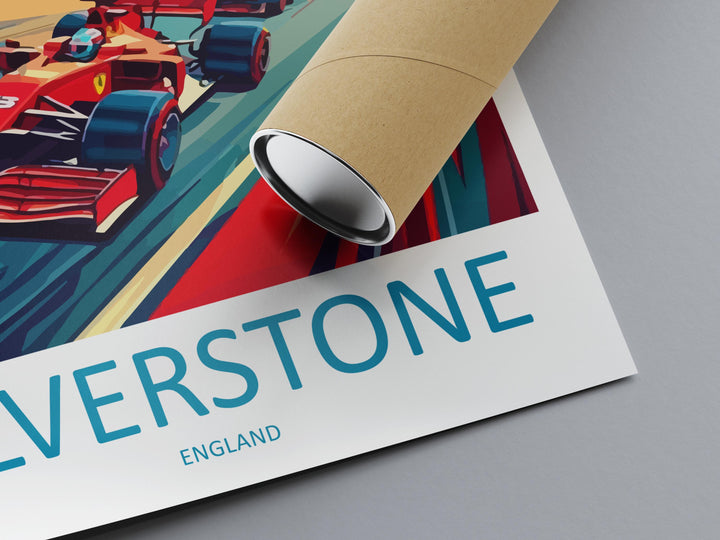 Silverstone Cartoon Travel Poster England Wall Art Racing Circuit Print Motorsport Illustration Track Decor Silverstone Souvenir Gift