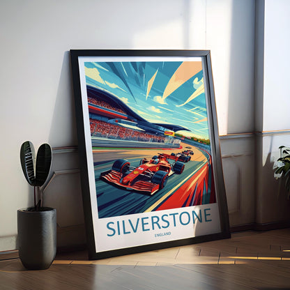 Silverstone Cartoon Travel Poster England Wall Art Racing Circuit Print Motorsport Illustration Track Decor Silverstone Souvenir Gift