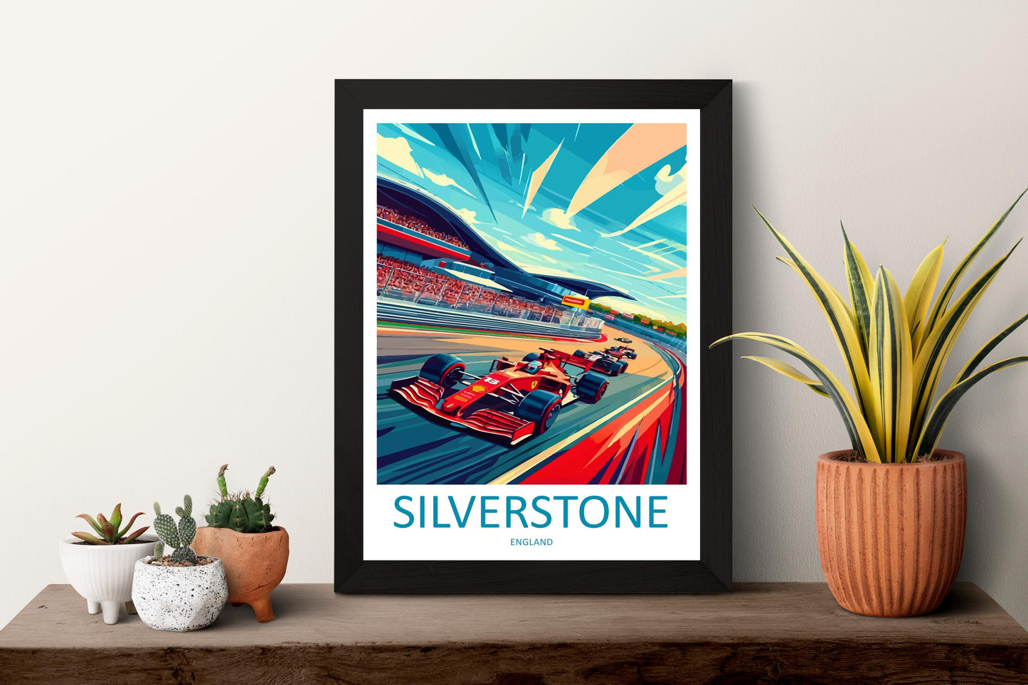 Silverstone Cartoon Travel Poster England Wall Art Racing Circuit Print Motorsport Illustration Track Decor Silverstone Souvenir Gift