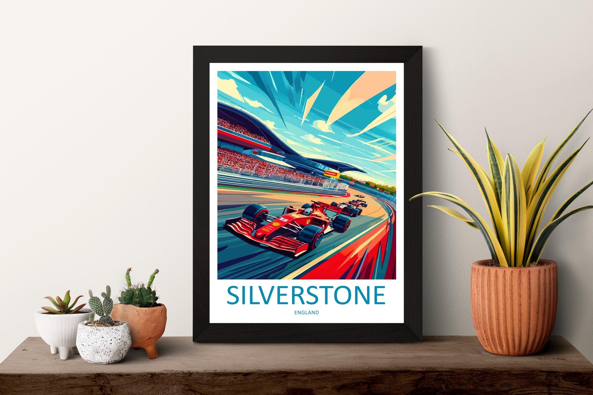 Silverstone Cartoon Travel Poster England Wall Art Racing Circuit Print Motorsport Illustration Track Decor Silverstone Souvenir Gift