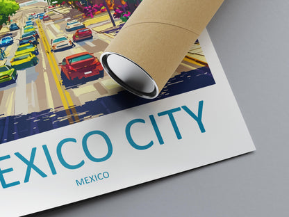 Mexico City Cartoon Travel Poster Mexico Wall Art City Print Historic Illustration Urban Decor Mexico City Souvenir Gift
